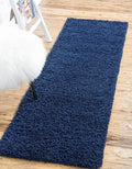 Unique Loom Solid Shag Collection Area Rug (2' 6" x 19' 8" Runner, Sapphire Blue/ Navy Blue)