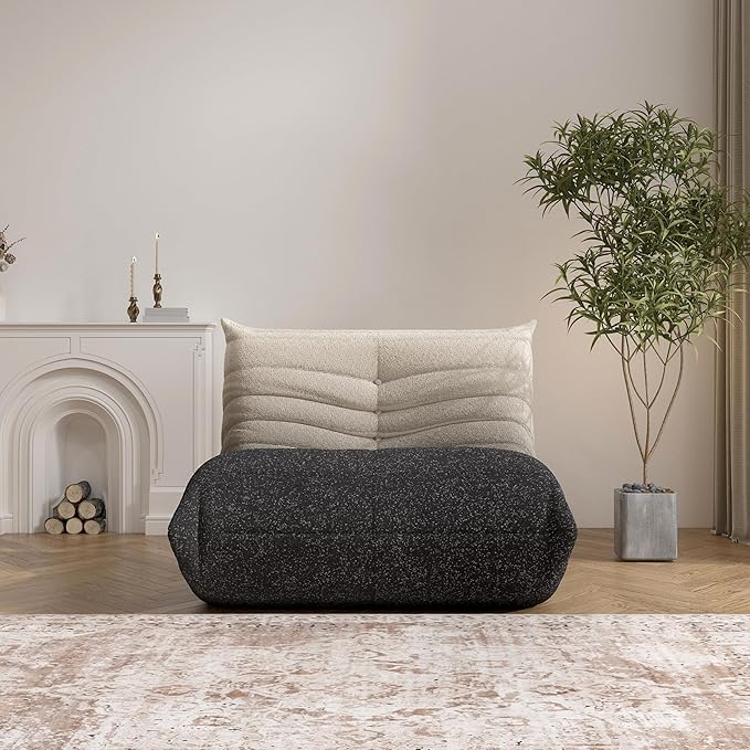 Fireside Bean Bag Sofa - Large Bean Bag Chair for Adults & Teens, High Density Comfortable Foam, Memory Foam, Black & White