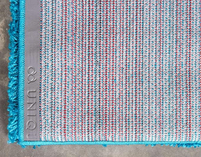 Unique Loom Solid Shag Collection Area Rug (4' 1" x 6' 1" Rectangle, Turquoise)