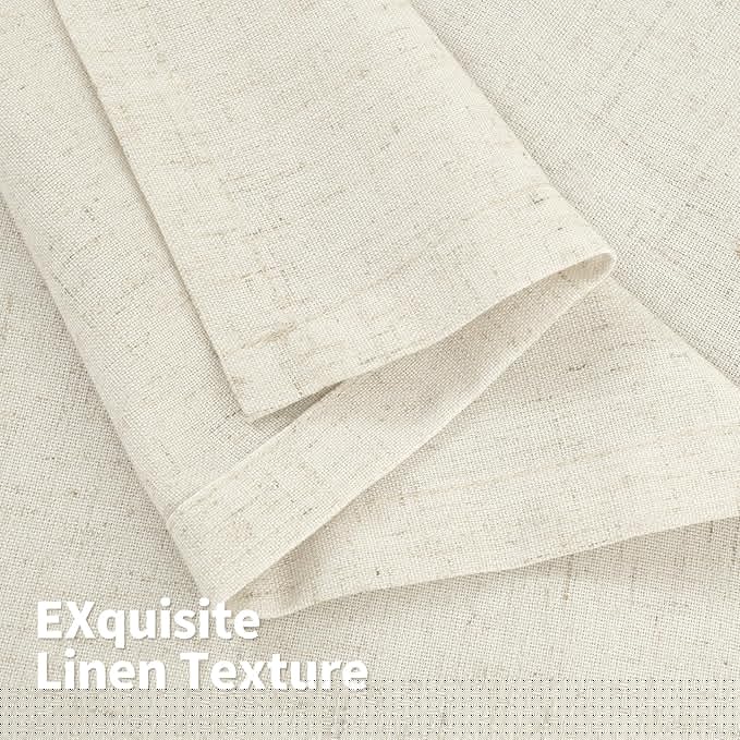 YoungsTex Natural Linen Curtains 90 Inches Long 2 Panels for Living Room, Light Filtering Drapes with Grommet Privacy No See Through for Bedroom, 52 X 90 Inch