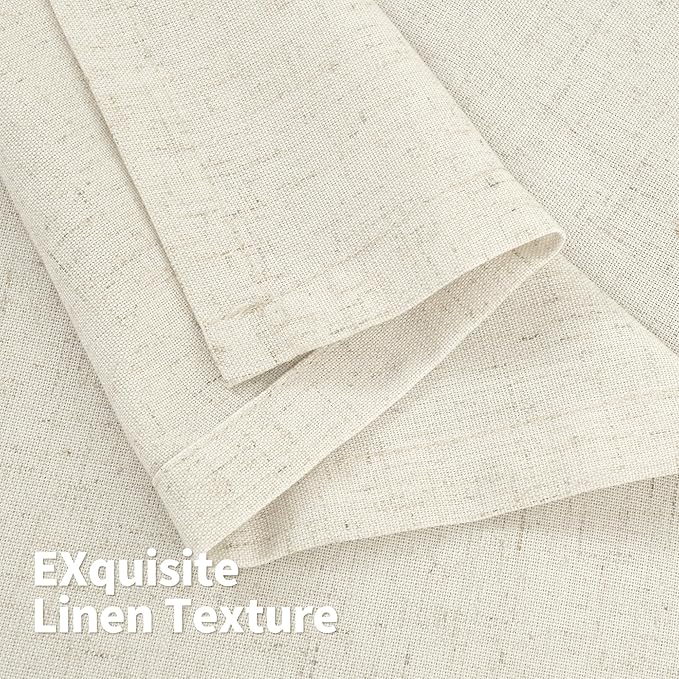 YoungsTex Natural Linen Curtains 63 Inch Length 2 Panels, Grommet Light Filtering Window Drapes Semi Sheer Privacy for Living Room Bedroom, 38 X 63 Inch