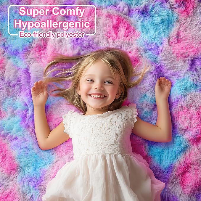 PAGISOFE Ultra Soft Rainbow Area Rugs for Girls Bedoom 4x6 Ft, Fluffy Cute Colorful Pastel Princess Carpet for Kids Teens Nursery,Dorm Rug for Room Decor Aesthetic,Hot Pink Purple Bedroom Decor