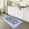 Fame Rugs Navy Blue Modern Oushak Rug 2x3, Vintage Doormat Turkish Colorful Oriental Antique Inspired Washable Small Area Rug, Luxury Living Room Bedroom (388NB, 2' x 3')