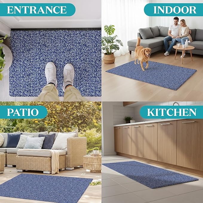 Premium Microfiber Indoor Door Mat – 32"x48" Washable Entry Mat, Non-Slip, Waterproof Backing, Super Absorbent, Low Profile Entryway Doormat for Indoor Entrance
