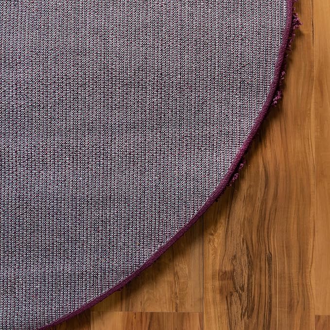 Unique Loom Solid Shag Collection Area Rug (6' 1" Round, Eggplant Purple)
