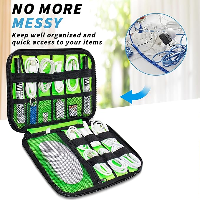 Electronics Organizer,Travel Cord Organizer Pouch, Portable Cable Organizer Bags,Travel Electronic Accessories Storage Case for Cables, Cords, Charger, Phone (Pink)