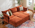 ABCASA 102.6" Luxury Modular Sleeper Sofa Bed 6 Seat Reversible Sectional Couch Deep Seat with Storage Chaises Removable Cover for Living Room, Apartment - Chenille Terracotta Orange