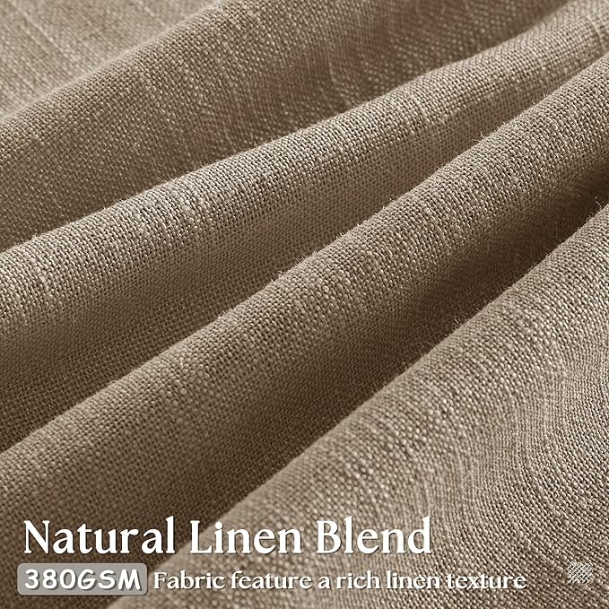 Pinch Pleated Neutral Linen Curtains 84 Inches Long 2 Panels Set for Living Room Dining Pinch Pleat Back Tab Light Filtering Farmhouse Boho Retro Window Curtain Drapes 84 Inch Length Latte Tan Brown