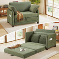 51" Loveseat Sleeper Sofa Bed, Corduroy Convertible Floor Sofa Bed for Small Spaces, Folding Couch Bed with Deep Seat, 2 Pillows & Solid Frame, Pull Out Floor Couch for Living Room, Green