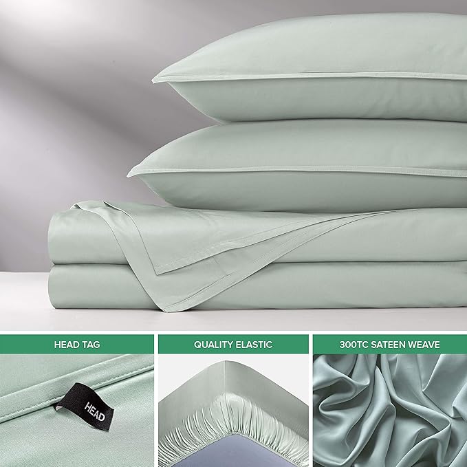 Pure Bamboo Twin Sheets, Genuine 100% Organic Viscose Derived from Bamboo Bed Sheet Set, Luxuriously Soft & Cooling, Double Stitching, 2 Year Quality Promise (Twin, Sea Glass)