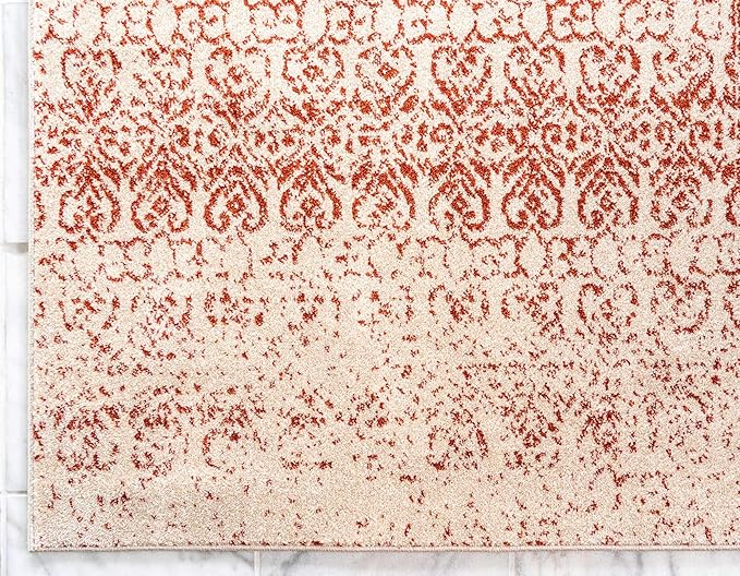 Unique Loom Del Mar Collection Area Rug - Jennifer (7' 10" x 11' 4" Rectangle, Red/ Beige)