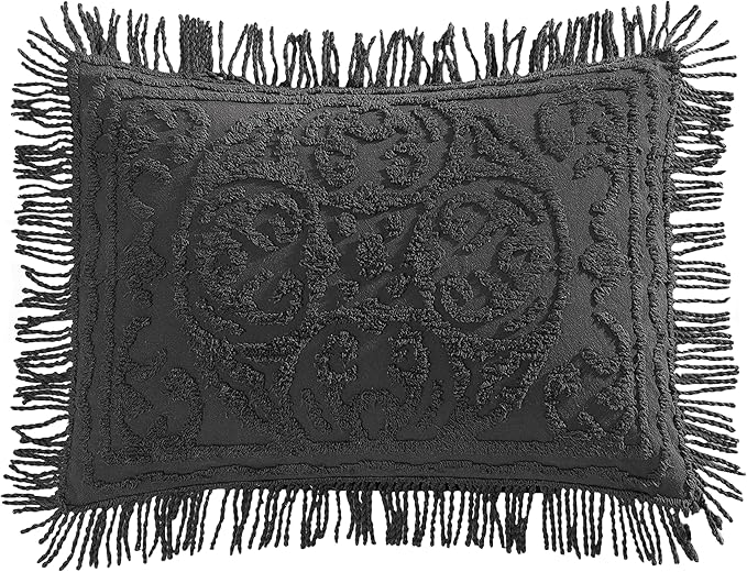 Beatrice Home Fashions Medallion Chenille Bedspread, King Sham, Charcoal