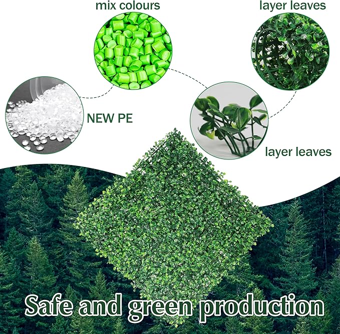 Ogrmar 24 PCS 20"x20" Artificial Boxwood Panels Topiary Hedge Plant, Privacy Hedge Screen UV Protected Suitable for Outdoor, Indoor, Garden, Fence, Backyard and Décor (24, 20"x 20")