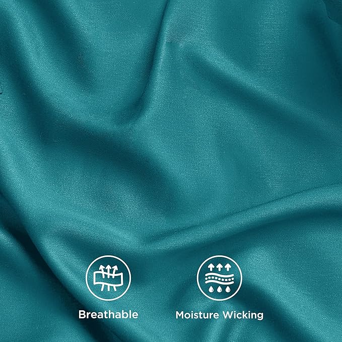 Bedsure California King Sheet Sets, Cooling Sheets, Rayon Derived from Bamboo, Breathable & Soft, Deep Pocket Up to 16 Inches, Hotel Luxury Silky Bedding for Hot Sleepers, Turquoise