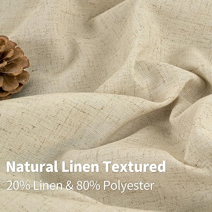YoungsTex Grommet Linen Curtains 63 Inch Length 2 Panels for Living Room, Burlap Light Filtering Drapes No See Through for Bedroom Farmhouse, 52 X 63 Inch