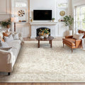 8x10 Brown Area Rug Non Slip Large Vintage Living Room Distressed Machine Washable Carpet Traditional Indoor Bedroom Brown Retro Floral Accent Throw Rug for Office Kitchen Dorm Dining Room
