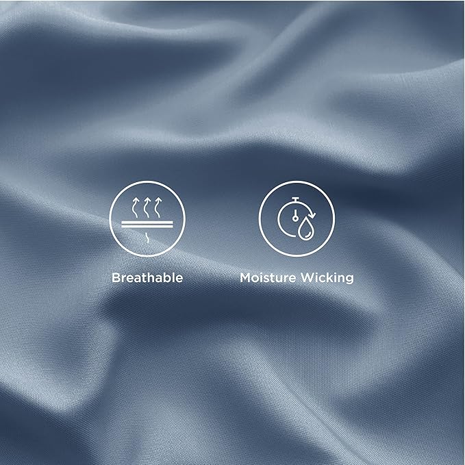 Bedsure Full Size Bed Sheets, Cooling Sheets, Rayon Derived from Bamboo, Breathable & Soft, Deep Pocket Up to 16 Inches, Hotel Luxury Silky Bedding for Hot Sleepers, Dusty Blue