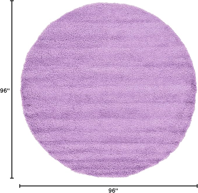 Unique Loom Solid Shag Collection Area Rug (8' Round, Lilac)