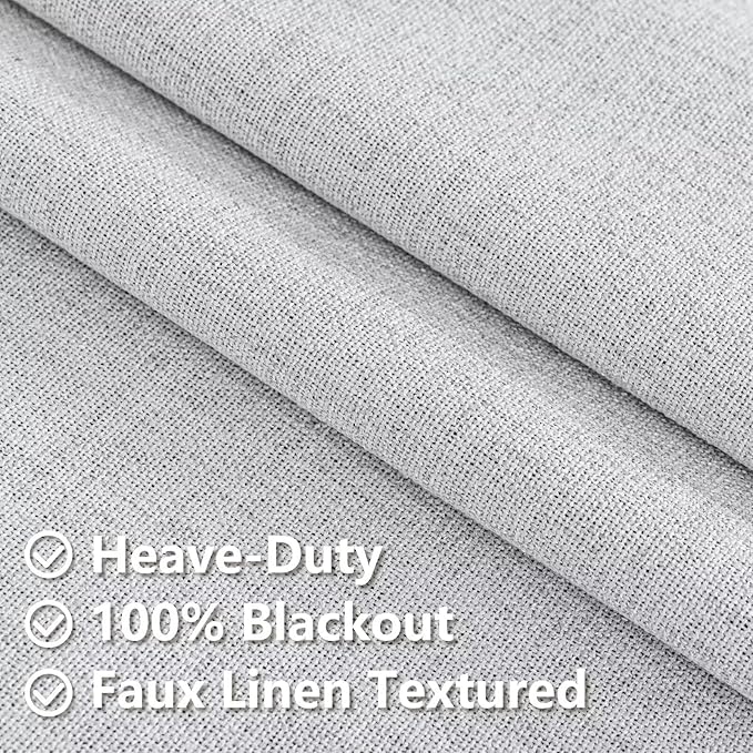 100% Blackout Curtains for Living Room, 90 Inch Curtains 2 Panel Set Light Blocking, Back Tab & Rod Pocket Thermal Insulated Drapes Bedroom Windows Home Decor(52W × 90L inch, Off-White)