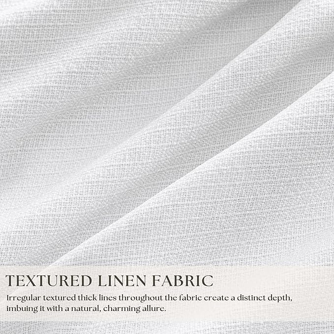 White Linen Blackout Pleated Curtains 90 Inches Long for Living Room Darkening Pinch Pleat 100% Black Out Drapes Thermal Insulated Soundproof Pure White 90 Inch Curtain Panel for Dining Bedroom