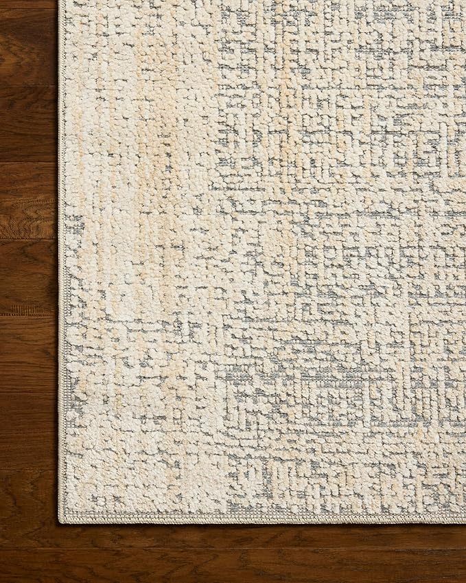 Loloi Amber Lewis Bexley Collection BEX-03 Natural/Slate 6'-6" x 9'-3" Area Rug Neutral, Textured, Living, Bedroom, Dining, Carpet