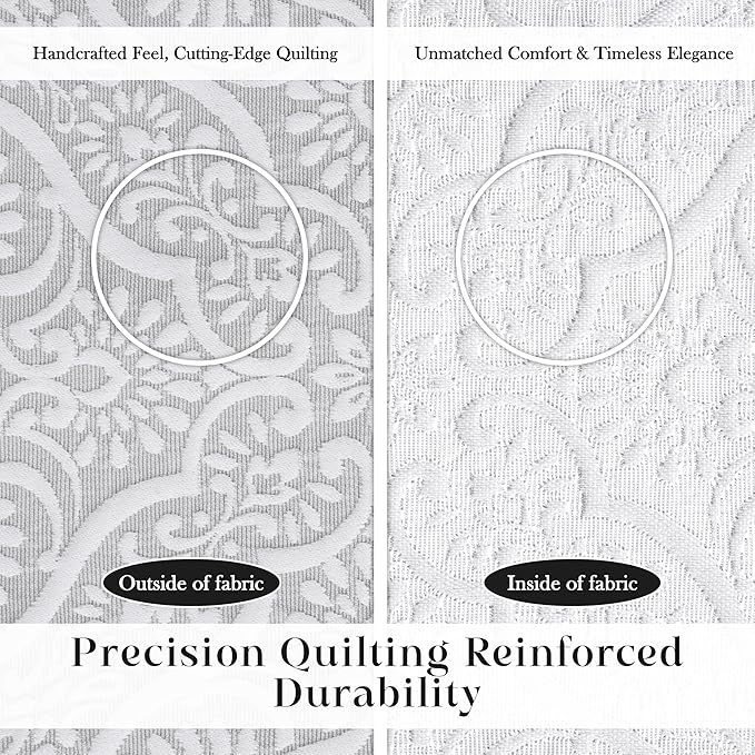 Superior 3 Piece Bedspread Set, Home Bed Decor, Decorative Bed Spread, 2 Pillow Shams, Medium Weight Blanket, Floral Matelasse Coverlet, Bedding Essentials, Enzy Collection, California King, Silver