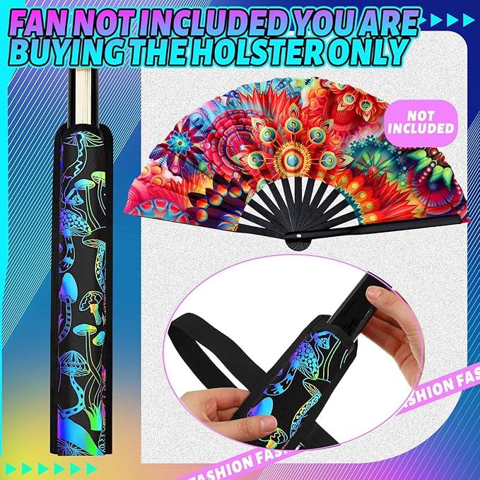 Summer Rave Fan Thigh Holster Rave Fan Holder Folding Hand Pouch Foldable Sleeves with Waist Belt for Thigh Party