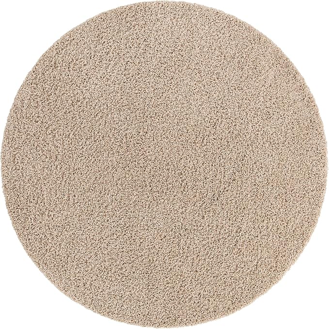 Unique Loom Solid Shag Collection Area Rug (10' 2" Round, Taupe)
