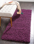 Unique Loom Solid Shag Collection Area Rug (2' 2" x 6' 7" Runner Eggplant Purple)