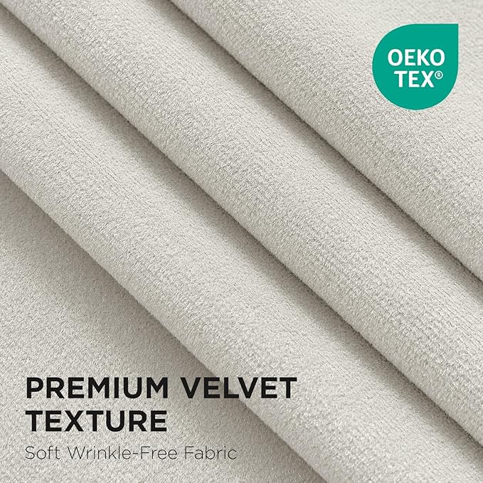 Joydeco White 100% Blackout Curtains 102 Inch 2 Panels, Luxury Thermal White Velvet Curtains for Bedroom Living Room, Soundproof Blackout Window Drapes, Rod Pocket & Back Tab (52W x 102L)