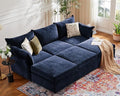 ABCASA 102.6" Luxury Modular Sleeper Sofa Bed 6 Seat Reversible Sectional Couch Deep Seat with Storage Chaises Removable Cover for Living Room, Apartment - Chenille Blue