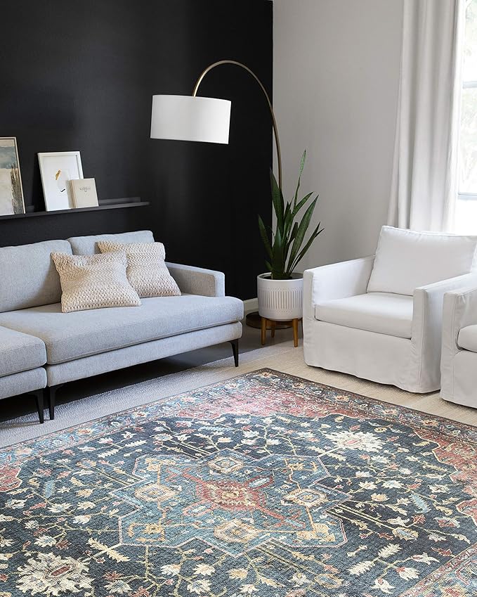 Loloi Skye Collection SKY-08 Denim/Brick 6'-0" x 6'-0" Round Area Rug