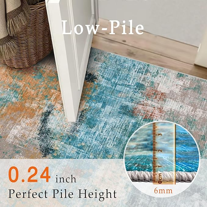 vivorug Runner Rug 2'x8' Machine Washable Non-Slip Runners for Hallways Kitchen Entryway Laundry Room Modern Abstract Carpet Hallway Runner, Rosy Clouds