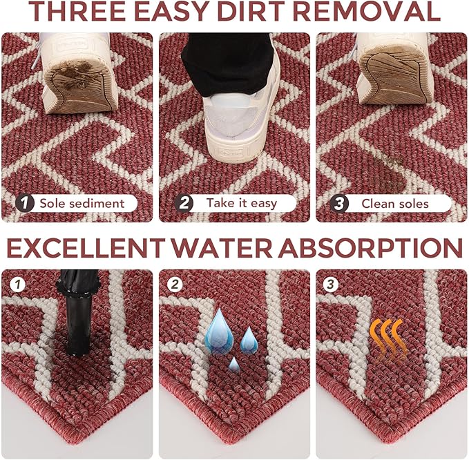hicorfe Indoor Doormat,Front Back Door Mat Rubber Backing Non Slip Door Mats 47"x71" Absorbent Resist Dirt Entrance Doormat Inside Floor Mats for Entryway Washable Low-Profile