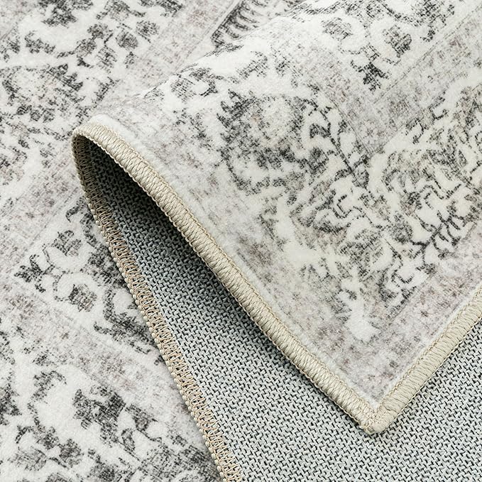 Black Runner Rug 2x7 Hallway Machine Washable Kitchen Vintage Distressed Non Slip Long Carpet Indoor Retro Floral Bedroom Accent Throw Rug for Bathroom Office Laundry Dining Room