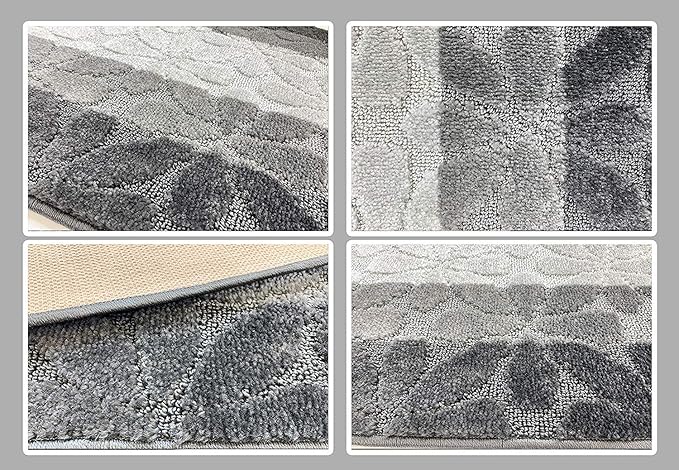 Custom Length Hallway Runner Rug,Slip Resistant,Flower Grey, 26 Inch X 18 feet, Sold and Priced Per Foot