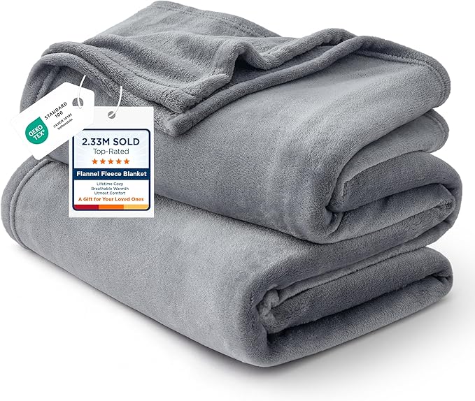 Bedsure GentleSoft Fleece Bed Blankets Large Size Grey - Soft Lightweight Fuzzy Cozy Luxury Oversized King Blanket Microfiber, Room Home Decor Gifts for Women and Men, 120x120 inches