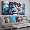 ENTANUB Large Wall Art for Living Room, Lion Canvas Print Painting for Bedroom, Blue Animal Picture Decor, Size 60x30 Inches