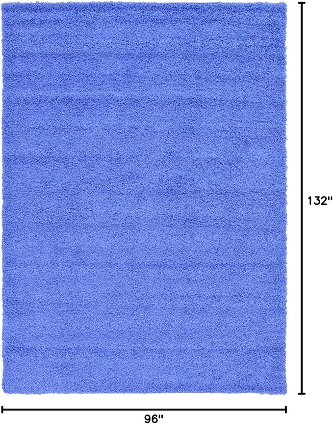 Unique Loom Solid Shag Collection Area Rug (8' x 11' Rectangle, Periwinkle Blue)