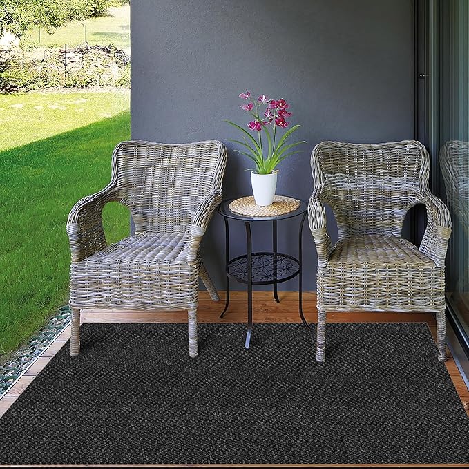 Ottomanson Commercial Scrape Rib Entry Mat – Heavy Duty Ribbed Floor Mat for High Traffic – Non Slip Rubber Back, Waterproof – Indoor Outdoor Use for Offices, Schools, Lobbies, 2'7" x 30', Black