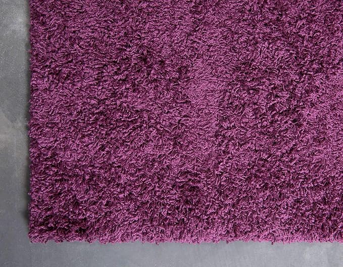 Unique Loom Solid Shag Collection Area Rug (3' 3" x 5' 3" Rectangle, Eggplant Purple)