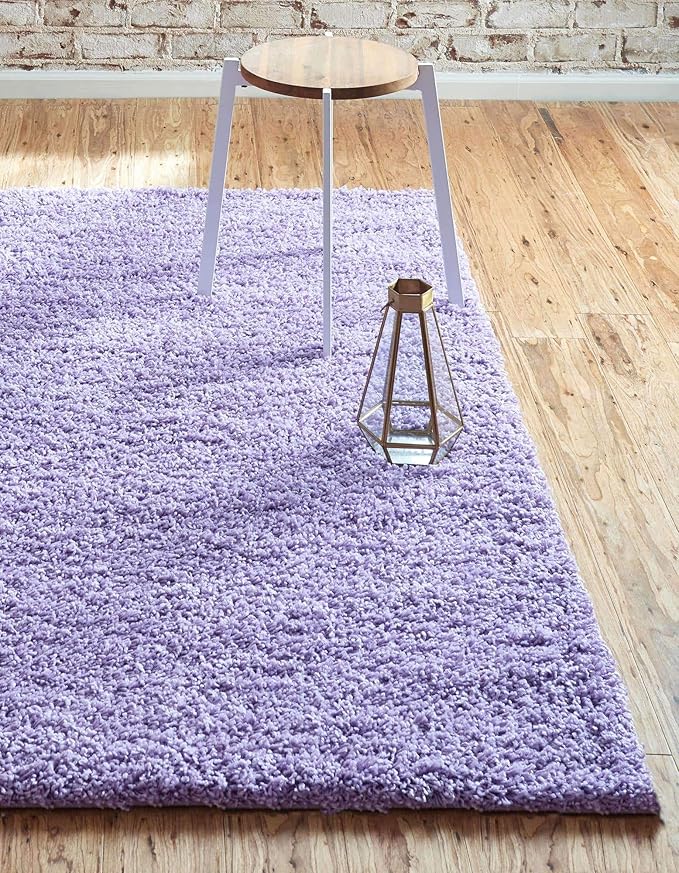 Unique Loom Solid Shag Collection Area Rug (4' 1" x 6' 1" Rectangle, Lilac)