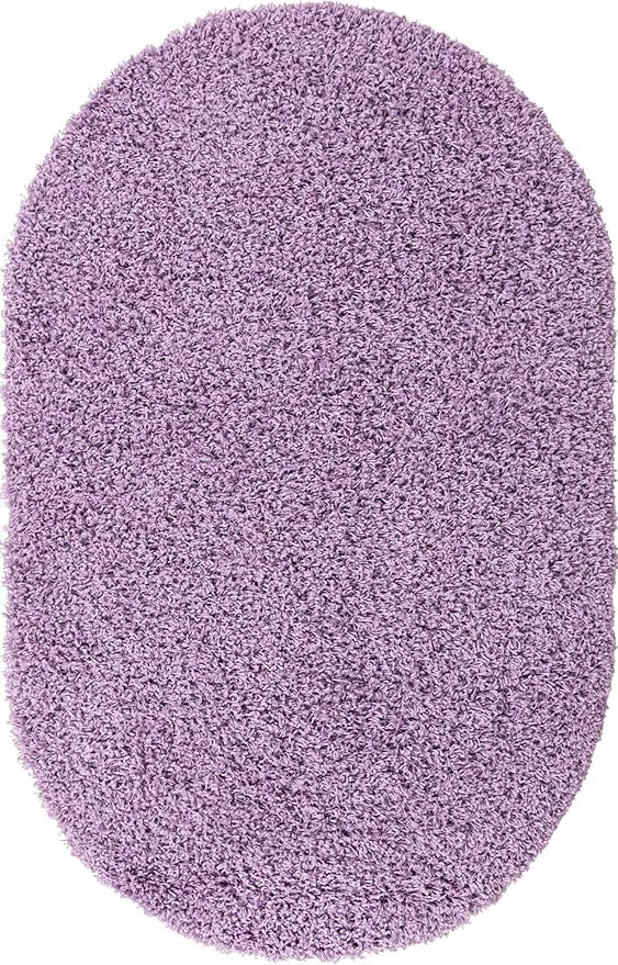 Unique Loom Solid Shag Collection Area Rug (3' 3" x 5' 3" Oval, Lilac)