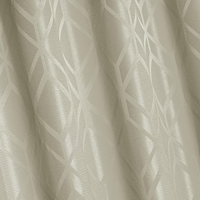 Amazon Basics Jacquard 2-Piece 100% Blackout Curtains, Living Room and Bedroom Drapes, Thermal Insulated Window Treatment, 42"x63", Beige