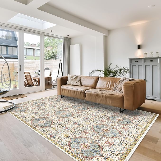 Gertmenian Indoor Bohemian Accent Rug - 3x5 Small, Non-Shedding, Ideal for High Traffic in Living Room, Bedroom, Entryway - Moroccan, Beige/Sand, 26832