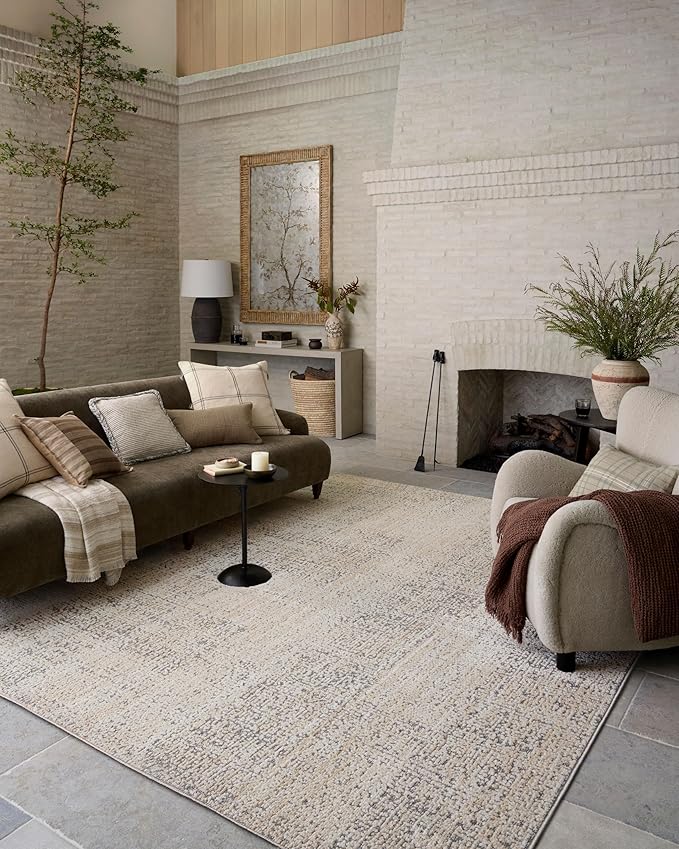 Loloi Amber Lewis Bexley Collection BEX-03 Natural/Slate 2'-7" x 12'-0" Runner Rug Neutral, Textured, Living, Bedroom, Dining, Carpet