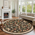 Mushroom Insect 7ft Round Rug Washable Non-Slip Soft Ultra-Thin Large Boho Circle Carpet for Entryway Kitchen Bedroom Nursery Dining Room Brown