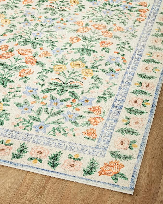 Loloi Rifle Paper Co. Eden Collection EDE-02 Mughal Garden Cream 2'-6" x 11'-6" Runner Rug feat. CloudPile™