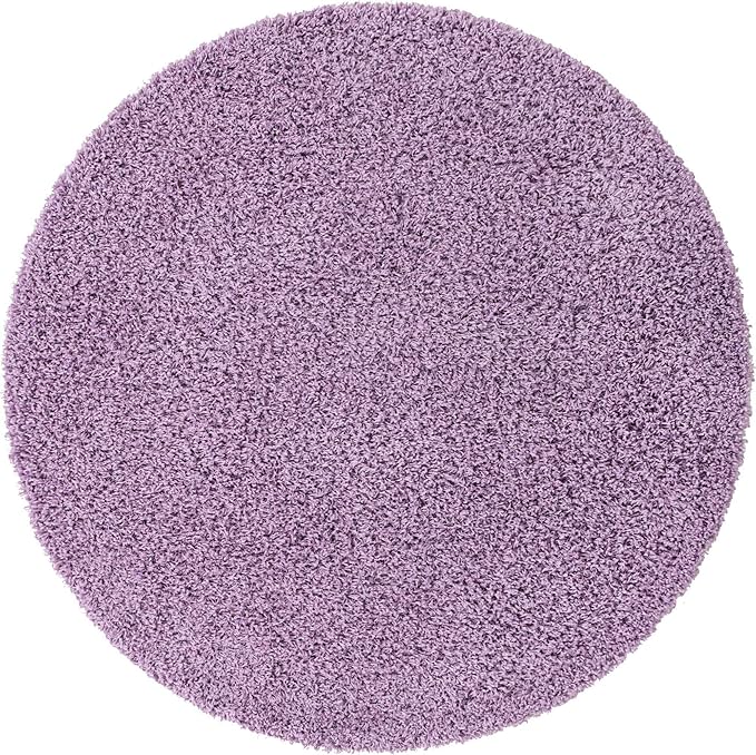 Unique Loom Solid Shag Collection Area Rug (5' 3" Round, Lilac)