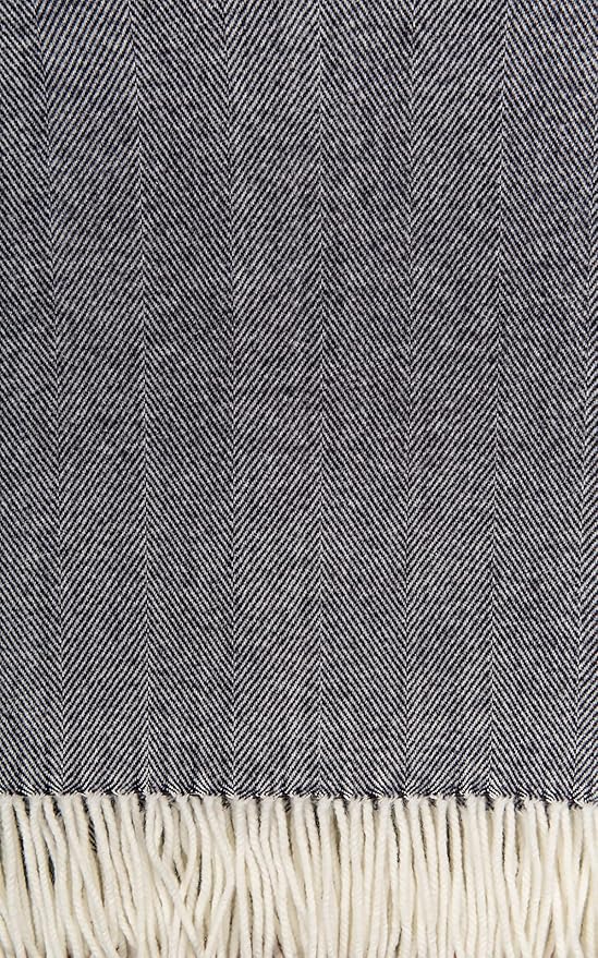 Alashan Cashmere Cotton Acrylic Adirondack Herringbone Woven Throw - Onyx - Lightweight Blanket